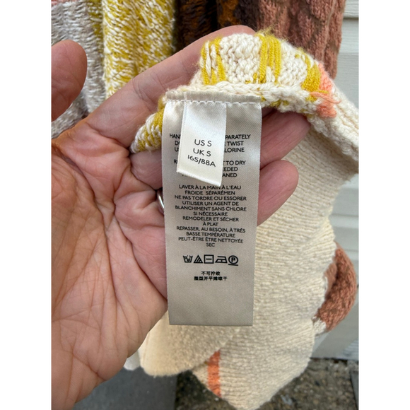 Free People Love & Kisses Patchwork Open Front Long Cardigan Sweater Small - Picture 8 of 9